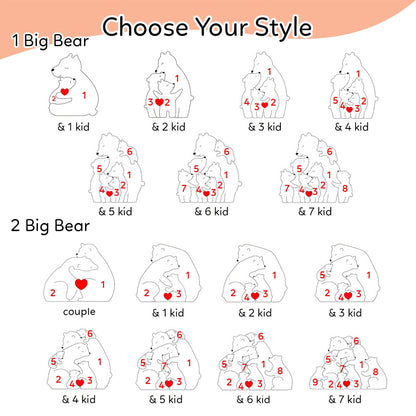 Leauni Personalized Bear Family Animal Puzzle Name Photo Frame - Warm Mother's Day Gift Leauni