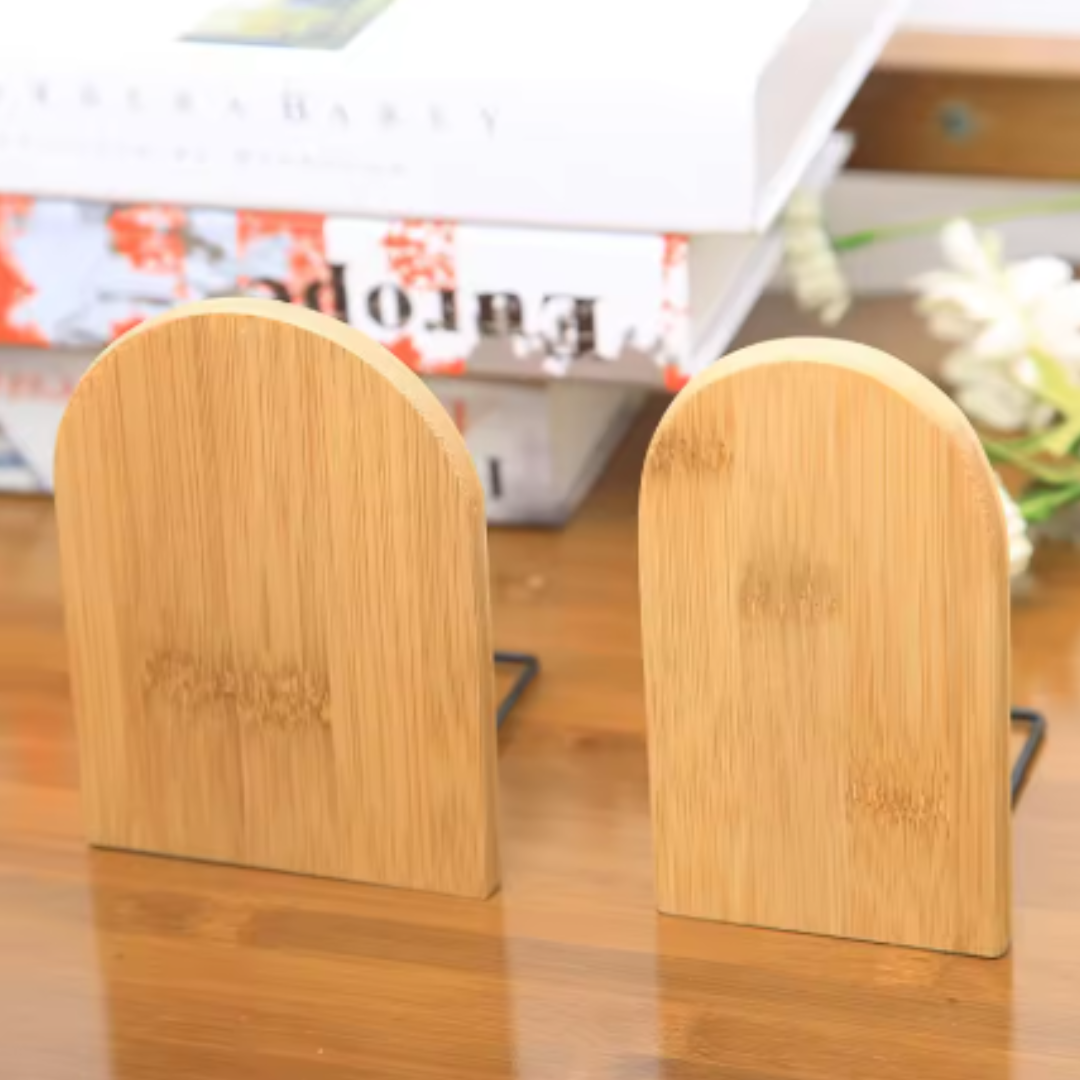Leauni Natural Bamboo Bookends Stand Simple Desk Non-slip Book Holder Leauni