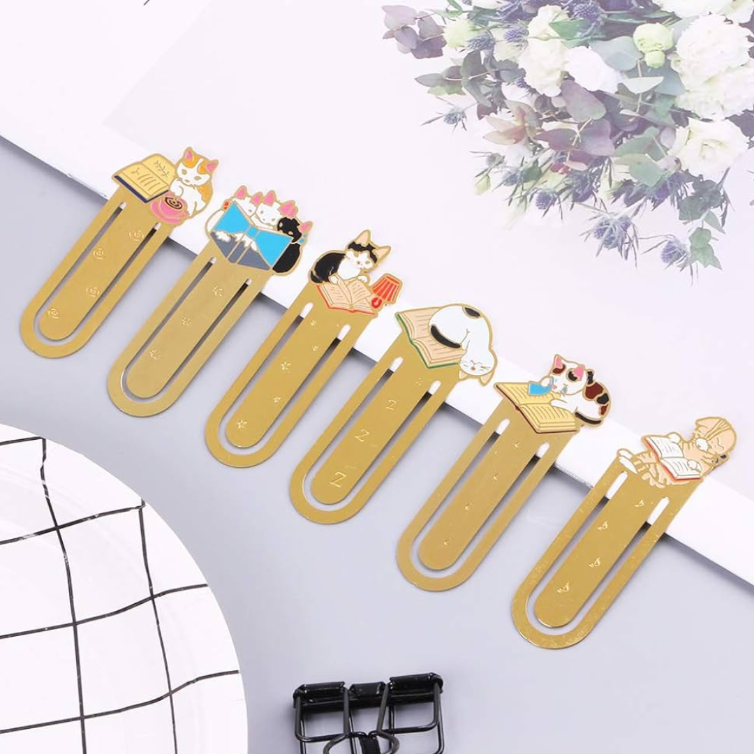 Leauni Metal Cat Bookmark Cute Firm Clip-on Reading Book Charm Leauni