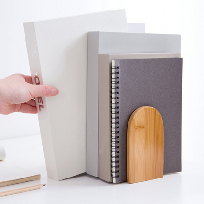 Leauni Natural Bamboo Bookends Stand Simple Desk Non-slip Book Holder Leauni