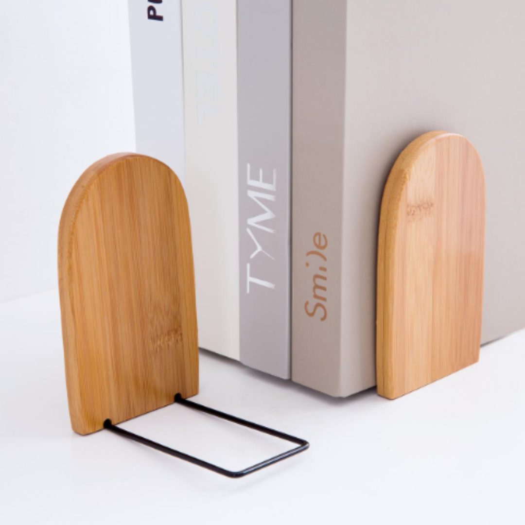 Leauni Natural Bamboo Bookends Stand Simple Desk Non-slip Book Holder Leauni