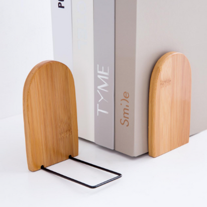 Leauni Natural Bamboo Bookends Stand Simple Desk Non-slip Book Holder Leauni