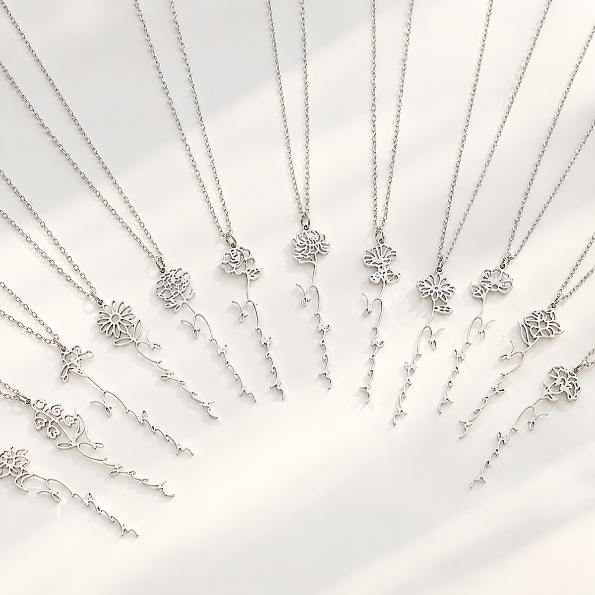 Personalized Name Necklace with Birth Flower