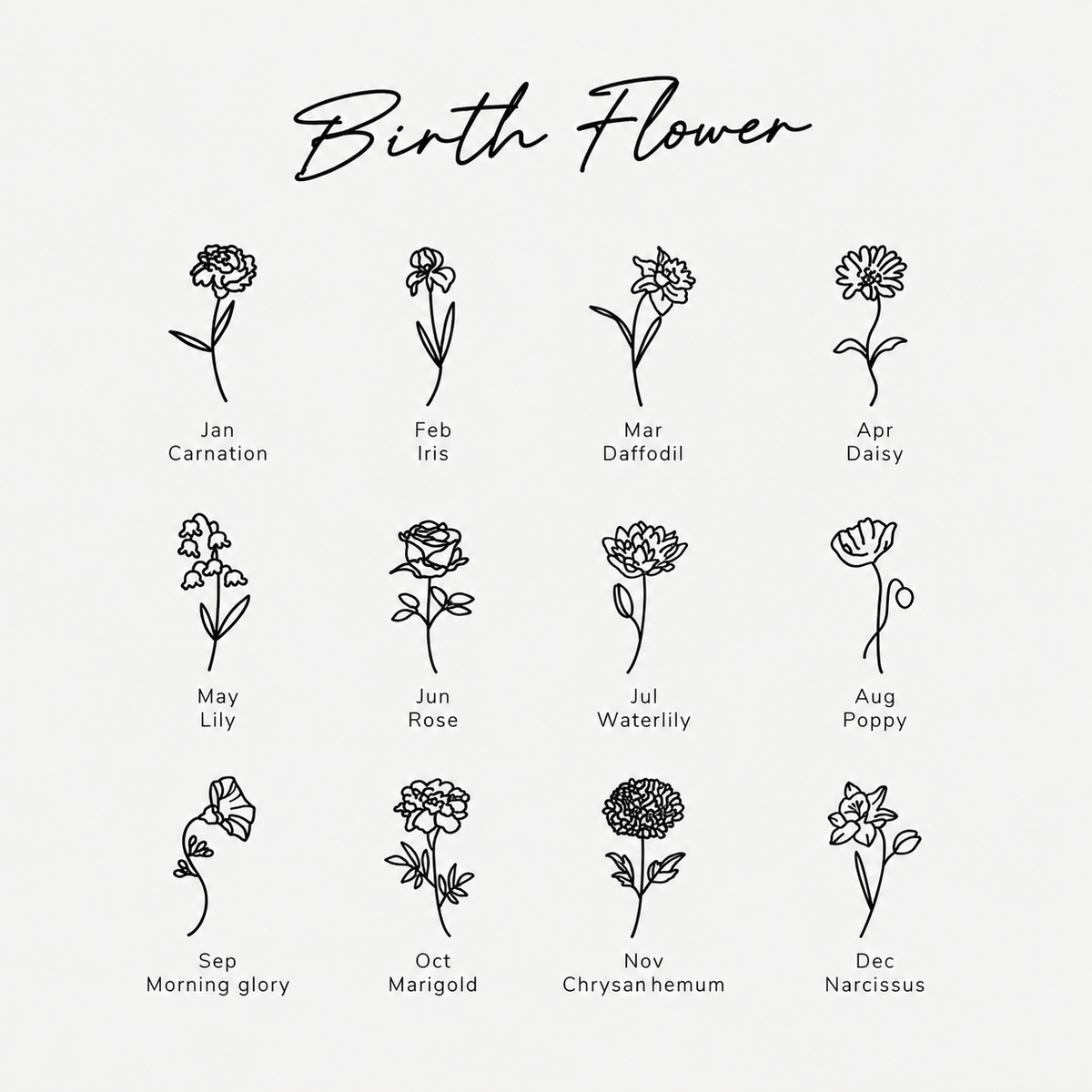 Personalized Name Necklace with Birth Flower
