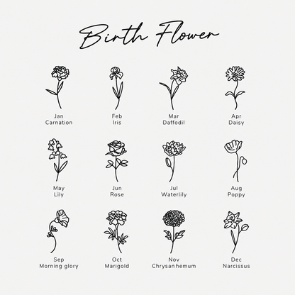 Personalized Name Necklace with Birth Flower