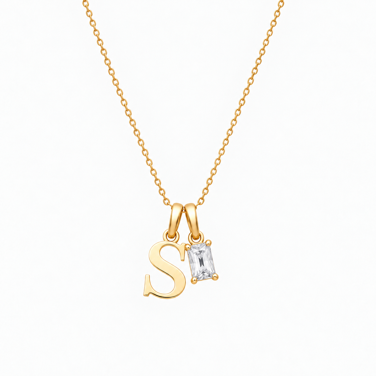 Personalized Letter And Birthstone Stainless Steel Necklace