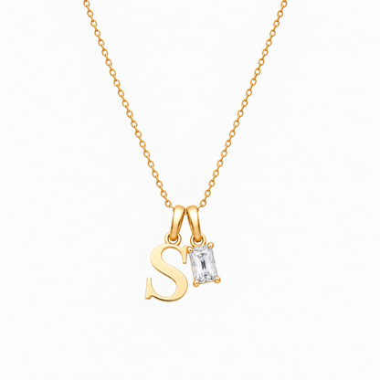 Personalized Letter And Birthstone Stainless Steel Necklace