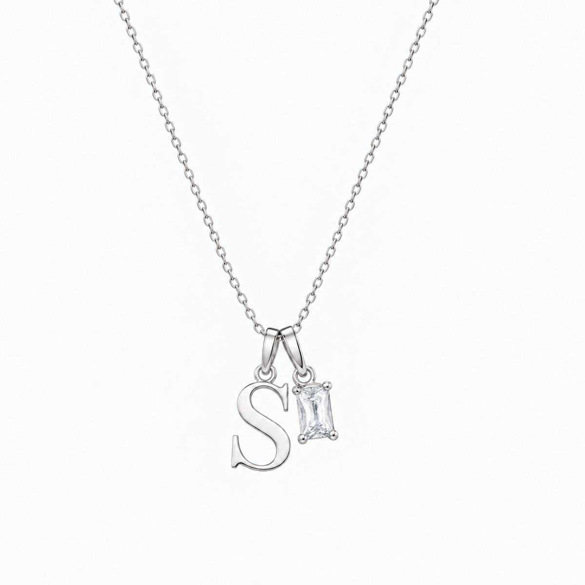 Personalized Letter And Birthstone Stainless Steel Necklace