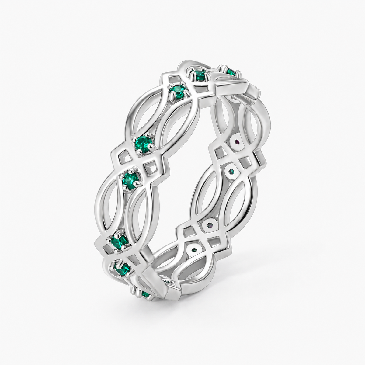 Personalized Birthstone Celtic Knot Ring Irish Eternity Band