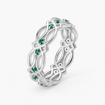 Personalized Birthstone Celtic Knot Ring Irish Eternity Band
