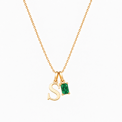 Personalized Letter And Birthstone Stainless Steel Necklace