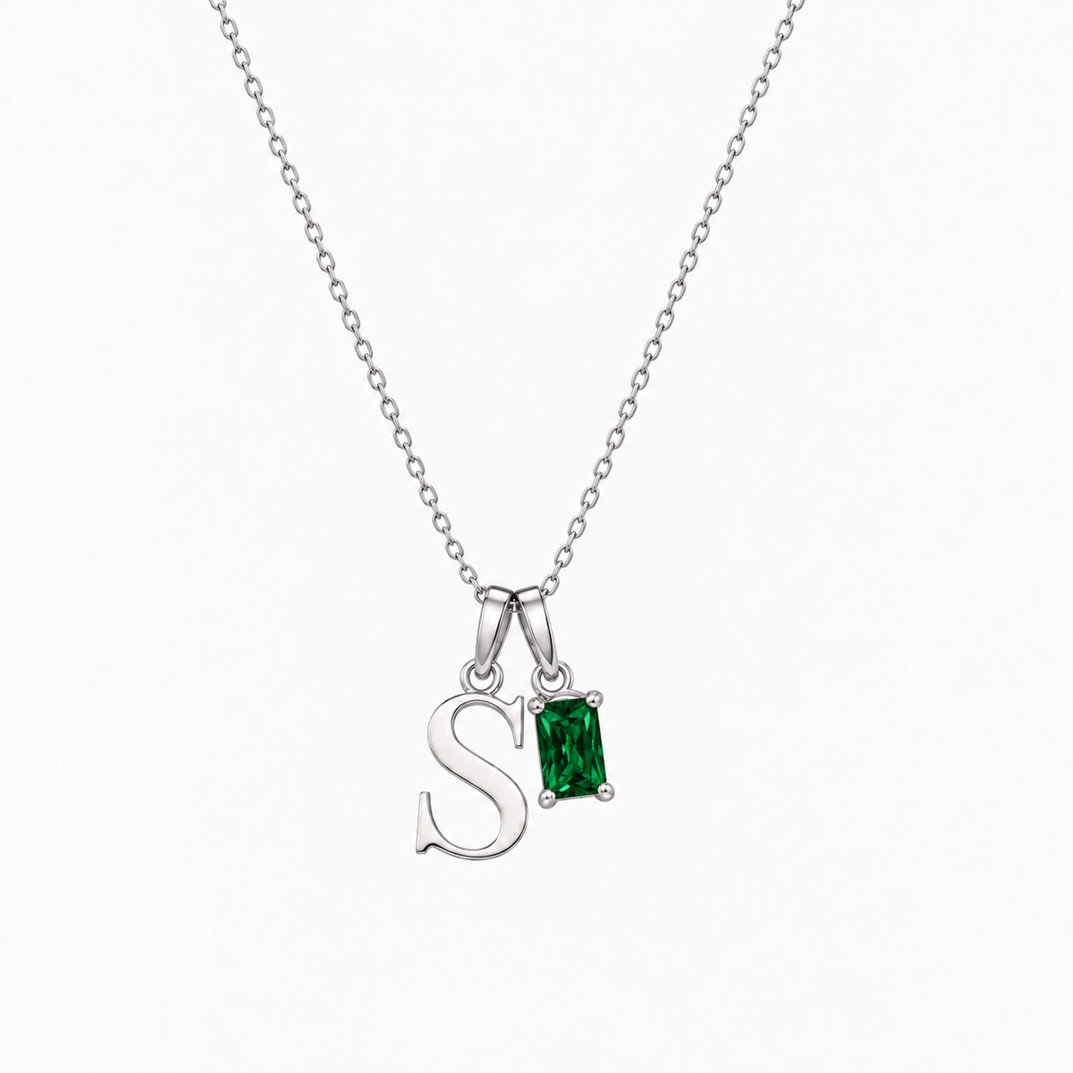 Personalized Letter And Birthstone Stainless Steel Necklace