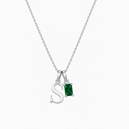 Personalized Letter And Birthstone Stainless Steel Necklace