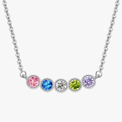 Personalized Family Birthstone Necklace Round-cut Dainty Jewelry