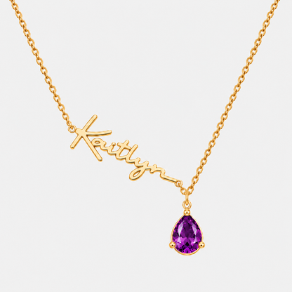 Custom Name Necklace with Birthstones