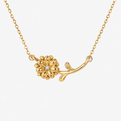 Personalized Birthstone Birth Flower Necklace