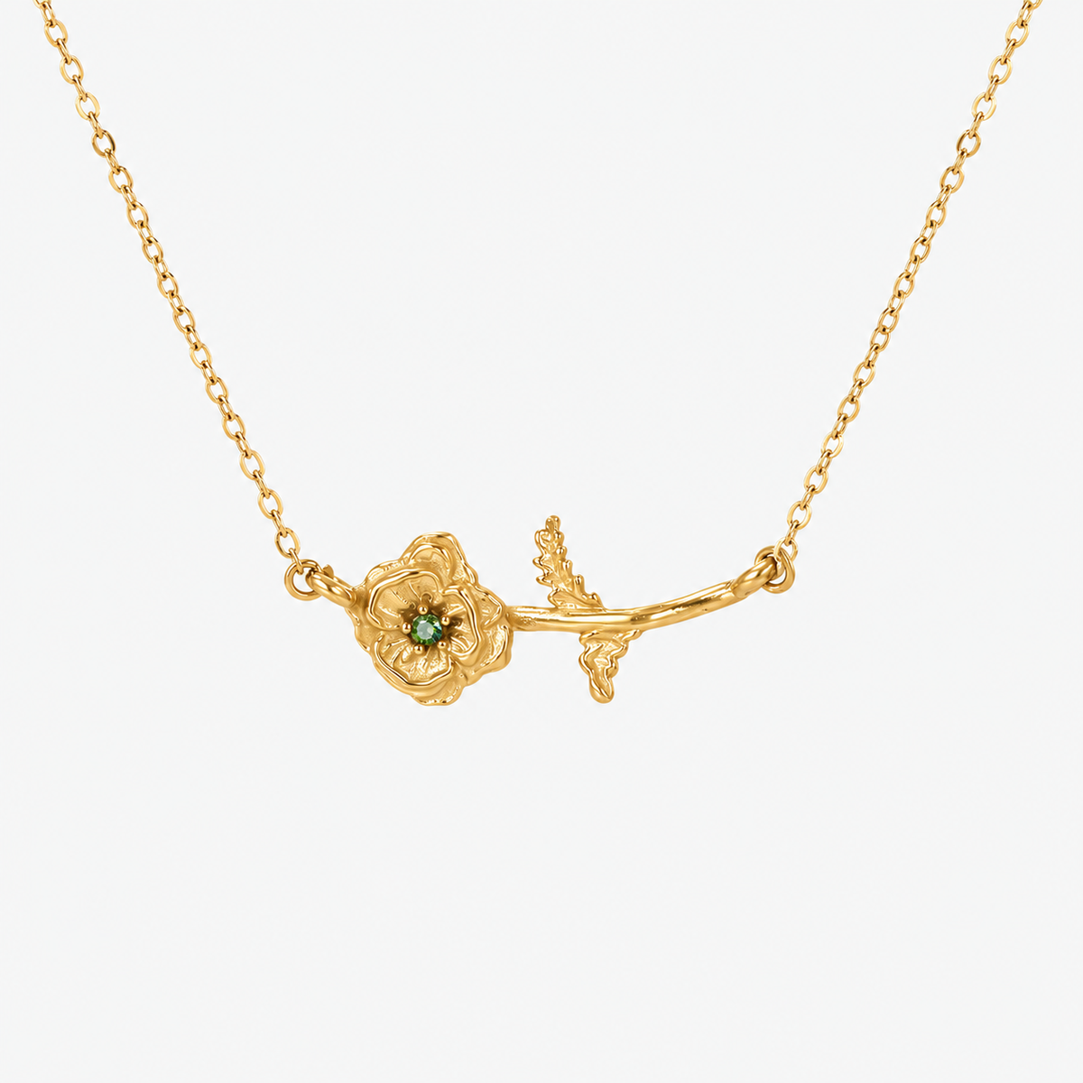 Personalized Birthstone Birth Flower Necklace