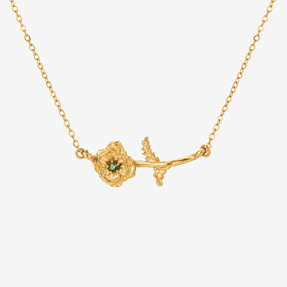 Personalized Birthstone Birth Flower Necklace