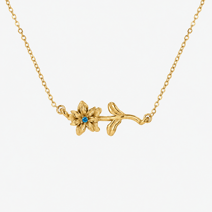 Personalized Birthstone Birth Flower Necklace