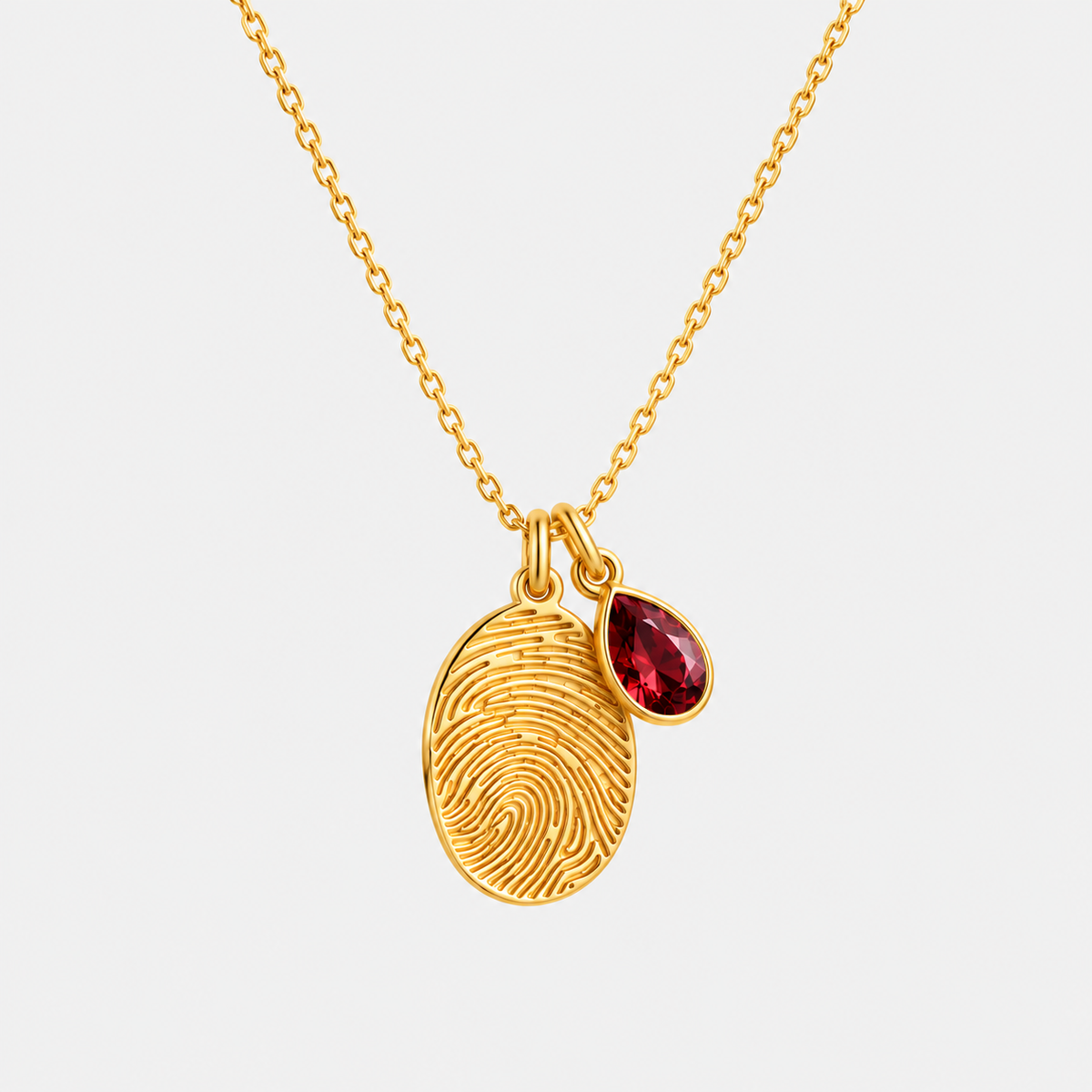 Personalized Fingerprint Birthstone Necklace Custom Memorial Gift