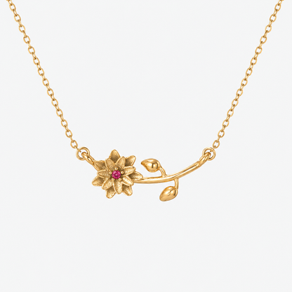 Personalized Birthstone Birth Flower Necklace