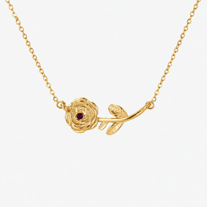 Personalized Birthstone Birth Flower Necklace