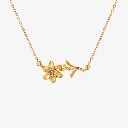 Personalized Birthstone Birth Flower Necklace