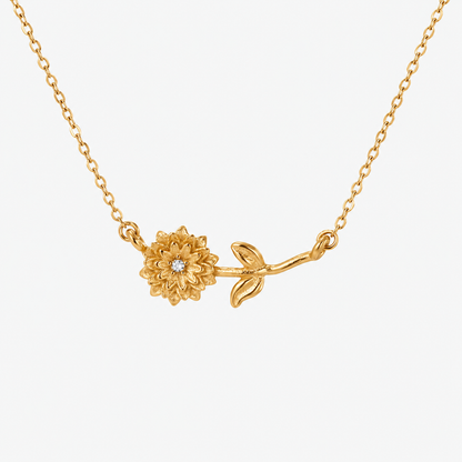 Personalized Birthstone Birth Flower Necklace