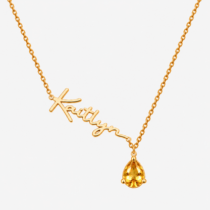 Custom Name Necklace with Birthstones