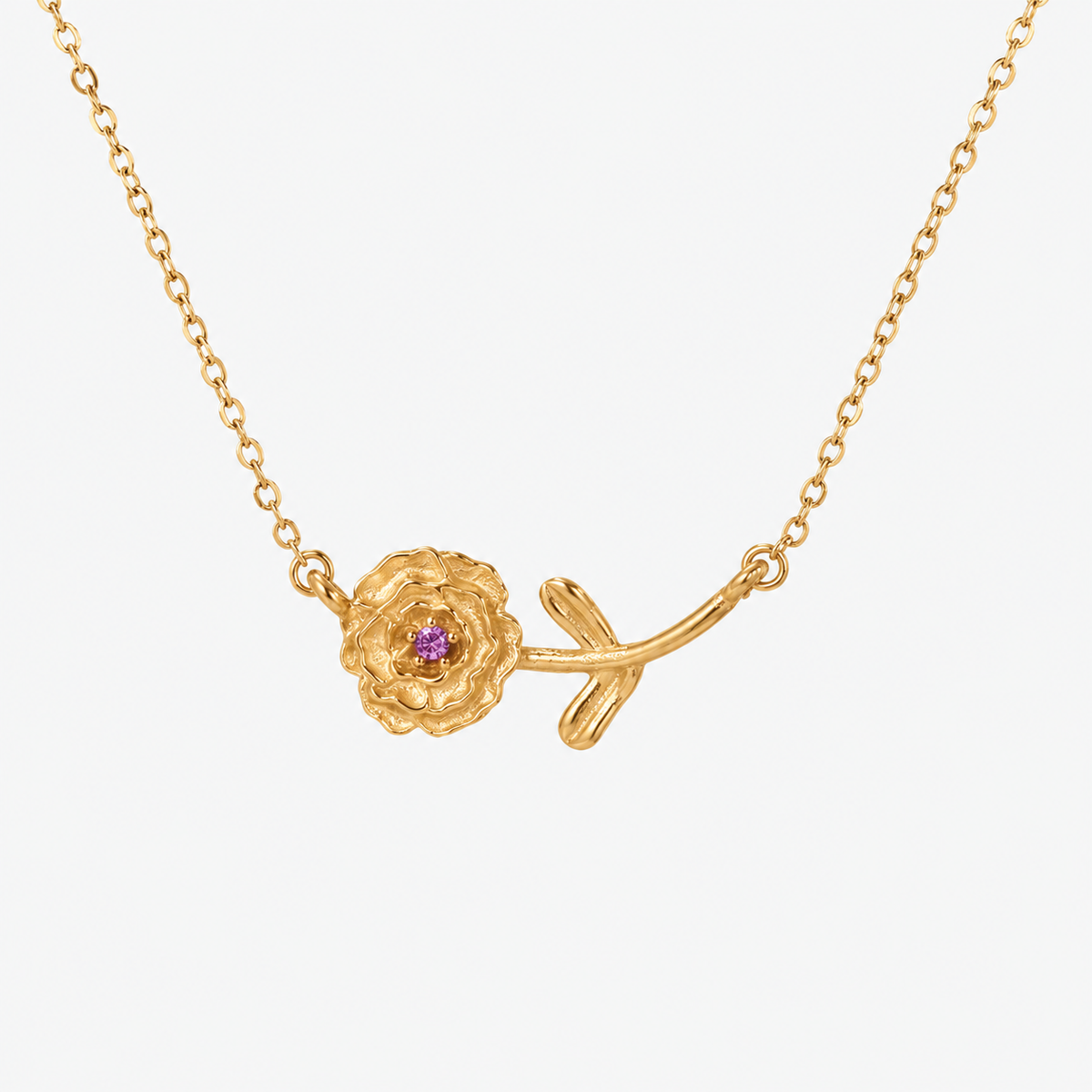 Personalized Birthstone Birth Flower Necklace
