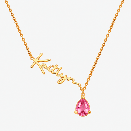 Custom Name Necklace with Birthstones