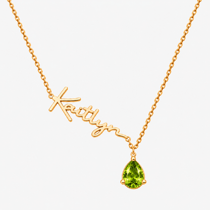 Custom Name Necklace with Birthstones