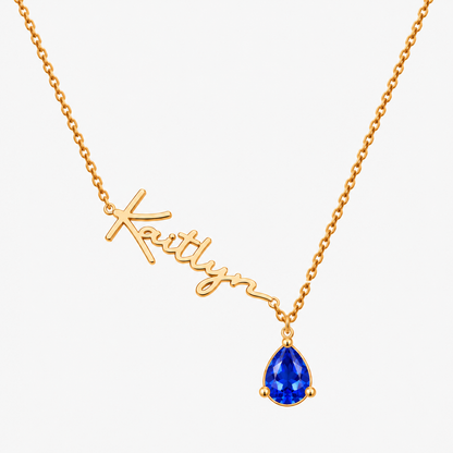 Custom Name Necklace with Birthstones