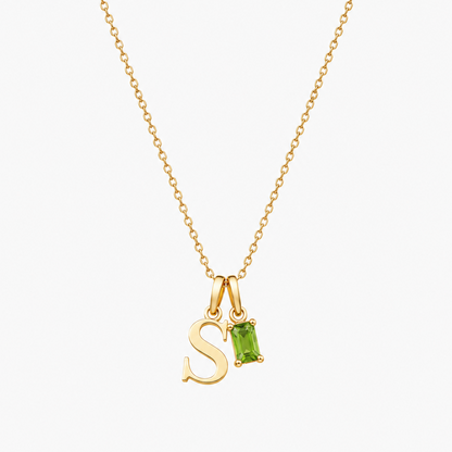 Personalized Letter And Birthstone Stainless Steel Necklace