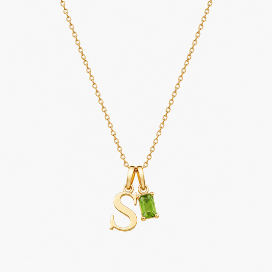Personalized Letter And Birthstone Stainless Steel Necklace