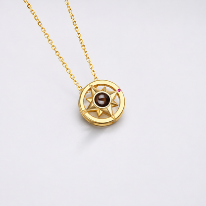 Personalized Photo Projection Necklace Compass Custom Gift