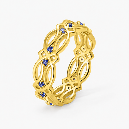 Personalized Birthstone Celtic Knot Ring Irish Eternity Band