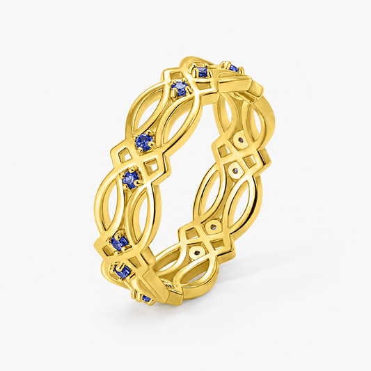Personalized Birthstone Celtic Knot Ring Irish Eternity Band