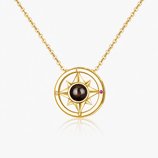 Personalized Photo Projection Necklace Compass Custom Gift