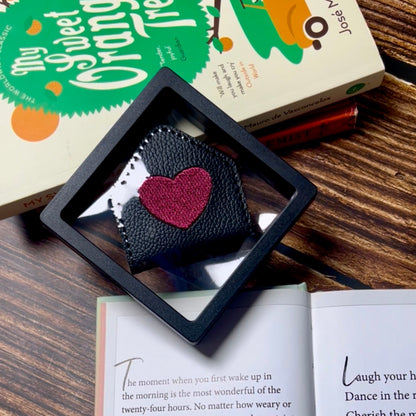 Leauni Heart Embroidery Magnetic Leather Bookmark (Best Gift For Book Lover) Leauni