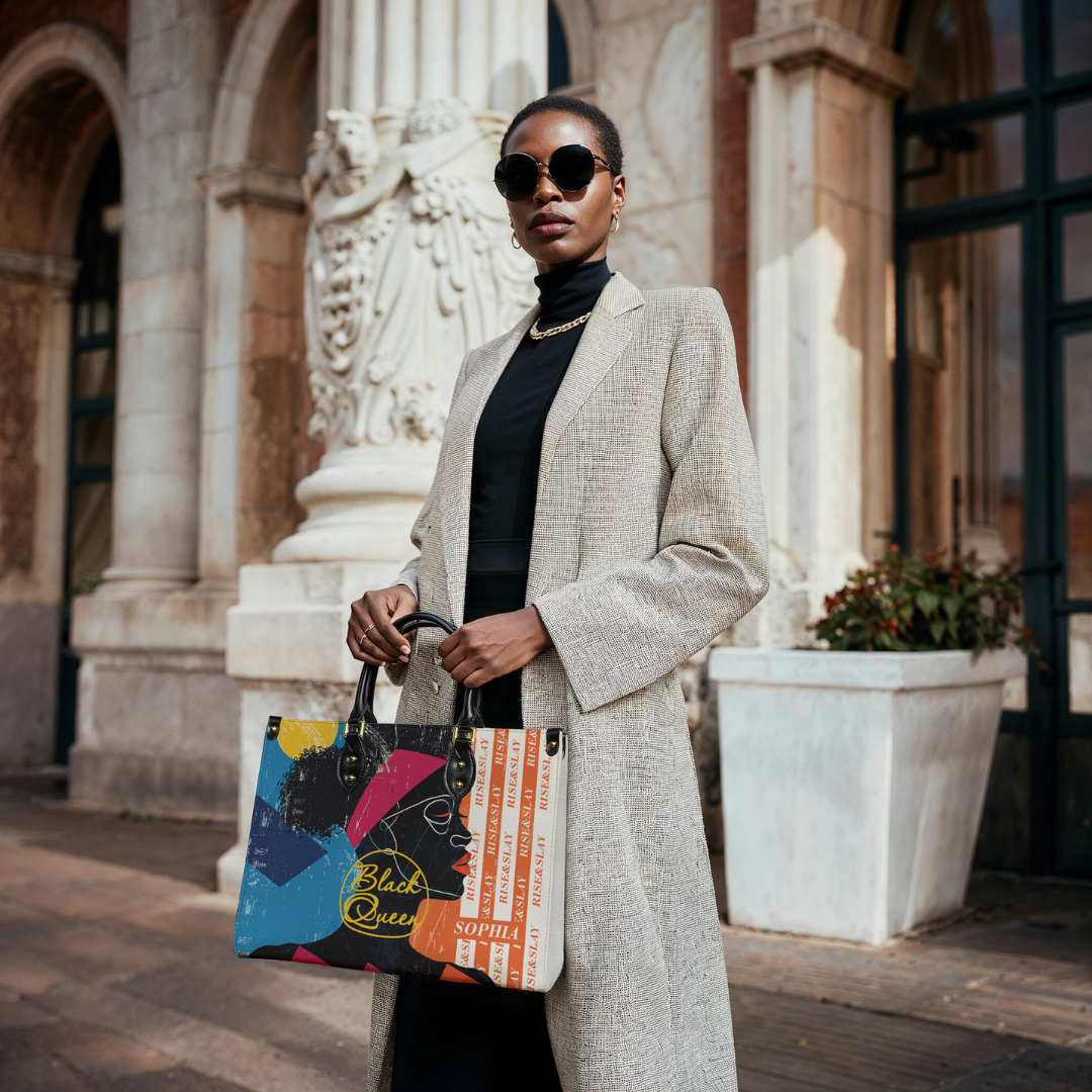 Bolsas Tote de Couro Personalizadas Leauni – Design Fashion Casual com Alça de Ombro, Criadas para Rainhas Negras Leauni