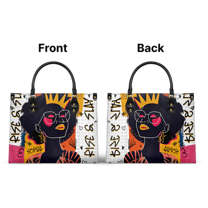 Leauni Personalized Leather Handbags Casual Shoulder Black Queens Tote Bag Fashion Design Leauni