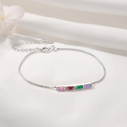Personalized Baguette Birthstone Bracelet Best Gift for Family