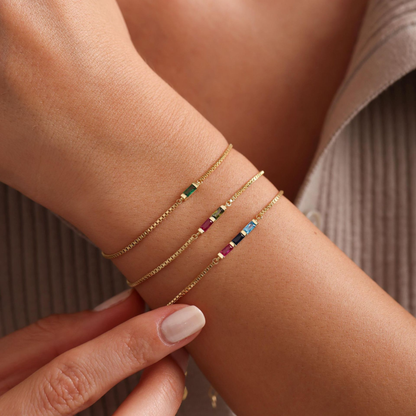Personalized Baguette Birthstone Bracelet Best Gift for Family