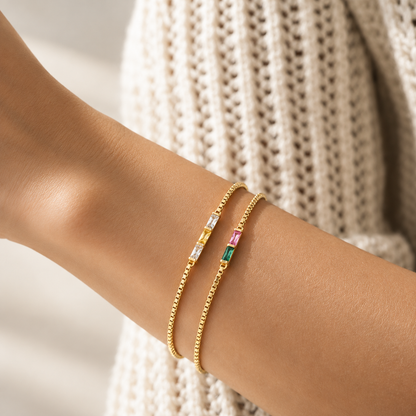 Personalized Baguette Birthstone Bracelet Best Gift for Family