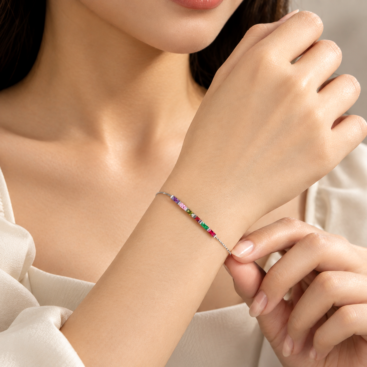 Personalized Baguette Birthstone Bracelet Best Gift for Family