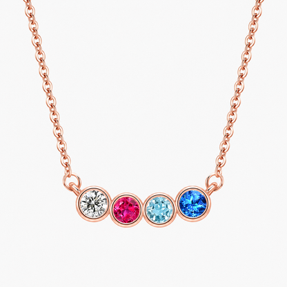 Personalized Family Birthstone Necklace Round-cut Dainty Jewelry