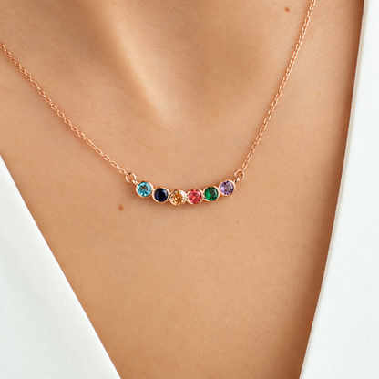 Personalized Family Birthstone Necklace Round-cut Dainty Jewelry