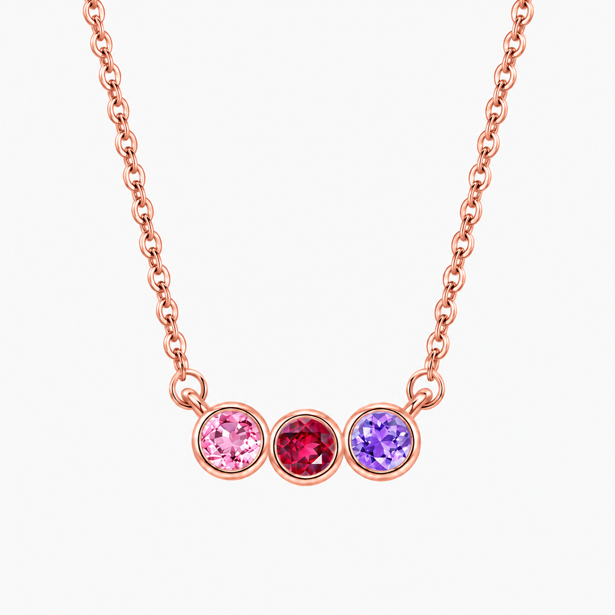 Personalized Family Birthstone Necklace Round-cut Dainty Jewelry