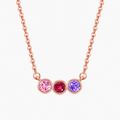 Personalized Family Birthstone Necklace Round-cut Dainty Jewelry